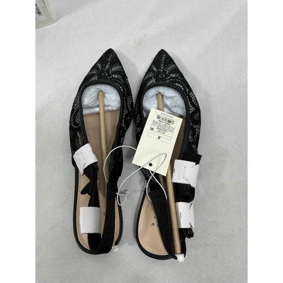Womans New A New Day London SlingBack Flats Size 8 Black Pointed Toe Lace Fabric - Picture 3 of 5